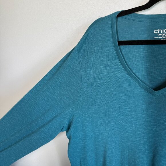 Chico's Tunic Knit Top V-Neck Button Detail Womens XL (3) Long Sleeve Soft Modal - Picture 4 of 10